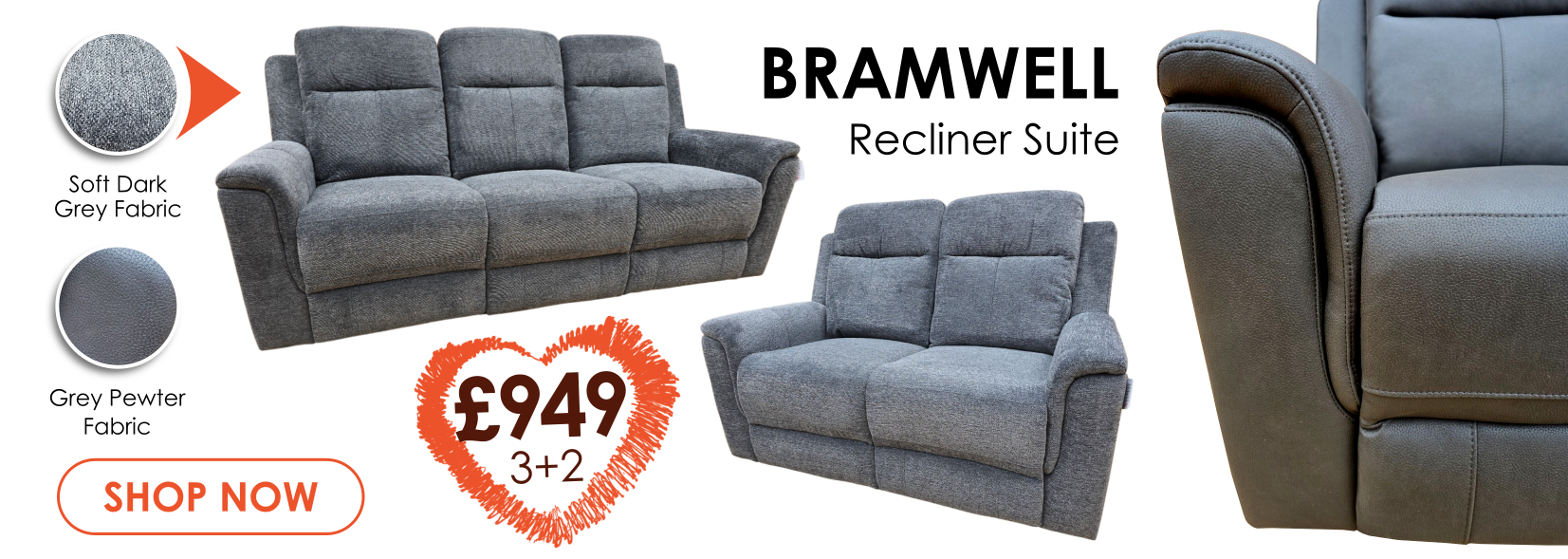 Bramwell 3+2 recliner suite