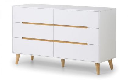 Alicia 6 Drawer Wide Chest  - White / Oak Effect