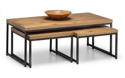 Brooklyn Oak Nesting Coffee Tables - Oak / Gunmetal