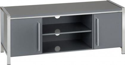 Charisma 2 Door TV Unit - Grey Gloss / Chrome