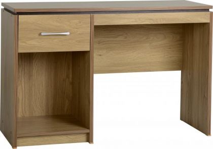 Charles Computer Desk - Oak Effect Veneer with Walnut Trim