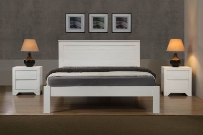 Etna Solid Wood Single Bed - 3Ft white