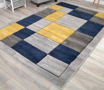 Hudson Blocks Rug 66 x 230 - Navy / Gold