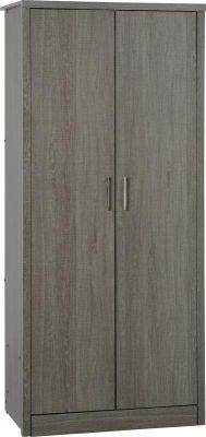 Lisbon 2 Door Wardrobe - Black Wood Grain