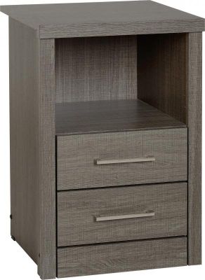 Lisbon 2 Drawer 1 Shelf Bedside Cabinet - Black Wood Grain