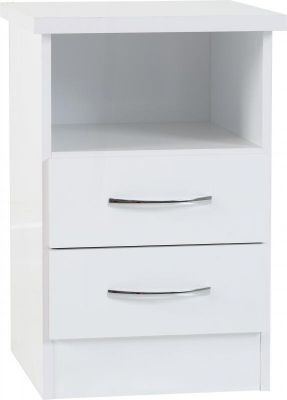 Nevada 2 Drawer Bedside - White Gloss