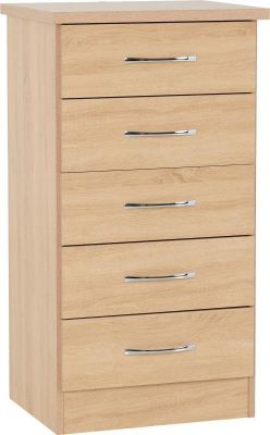 Nevada 5 Drawer Narrow Chest - Sonoma Oak