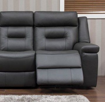 Black leather 2 seater best sale recliner sofa