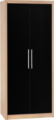 Seville 2 Door Wardrobe - Black High Gloss