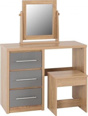 Seville 3 Drawer Dressing Table Set - Grey High Gloss