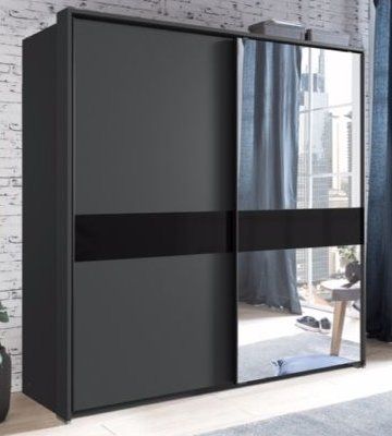 Weimar X56 Mirrored High Gloss Slider Robe 180cm - Graphite / Black