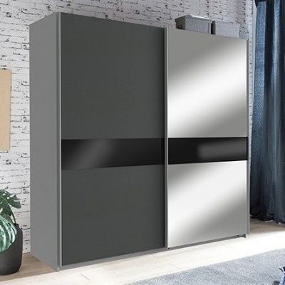 Weimar X56 High Gloss Sliding Wardrobe 135cm - Graphite / Black Sliderobes