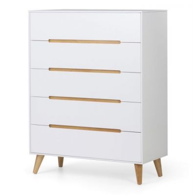 Alicia 5 Drawer Chest - White / Oak Effect