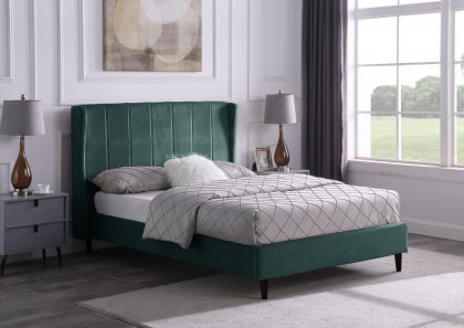 Amelia Fabric King Size Bed 5ft - Green Velvet