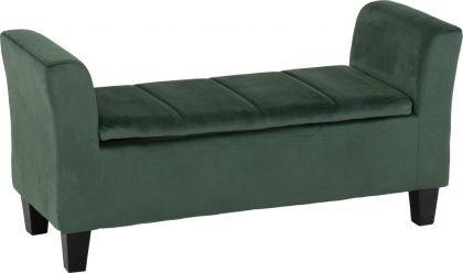 Amelia Fabric Storage Ottoman - Green Velvet