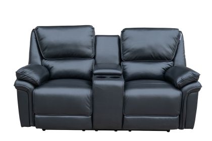 Trafalgar Leather Air 2 Seater with Console - Black