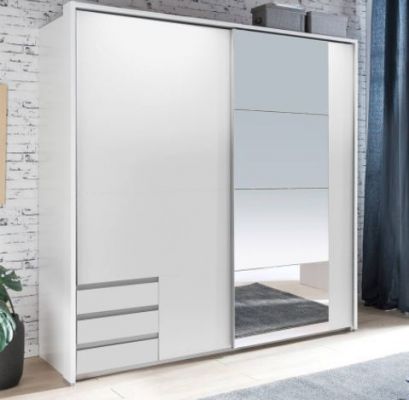 Emden X55 Mirrored Sliding Wardrobe 135cm- White Sliderobes