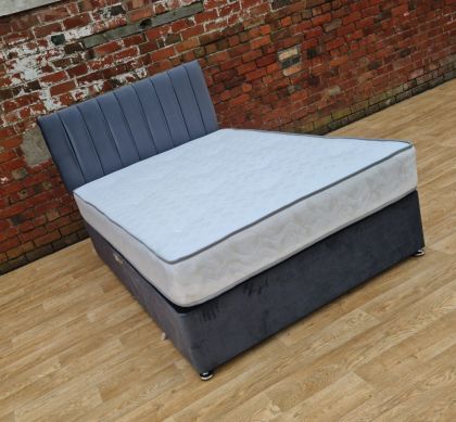 Dolce Fabric Single Divan Set 3ft Grey - (Divan Base + HeadBoard + Mattress)