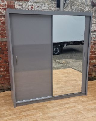 Luxxe Sliding Wardrobe 203cm - Grey Gloss