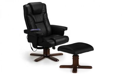 Malmo Massage Recliner & Stool - Black