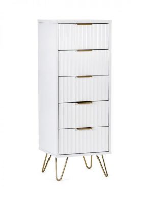 Murano 5 Drawer Tallboy - Matte White