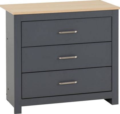 Portland 3 Drawer Chest - Grey/Oak Effect