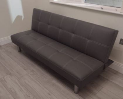 grey leather futon