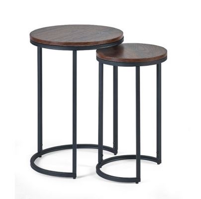 Tribeca Round Nesting Side Table - Walnut