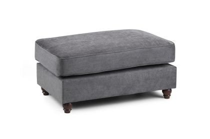 Windsor Fabric Footstool - Dark Grey