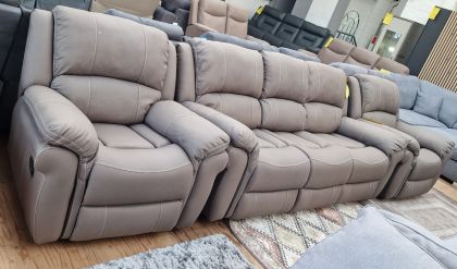 Floor Model Exeter Fabric Recliner Suite 3+1+1 - Brown