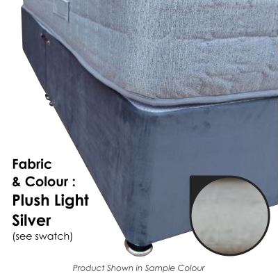 Ballygalley Fabric Kingsize DIVAN BASE 5ft - Plush Light Silver