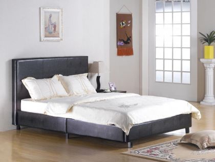 Fusion Leather Double Bed - 4'6ft Black