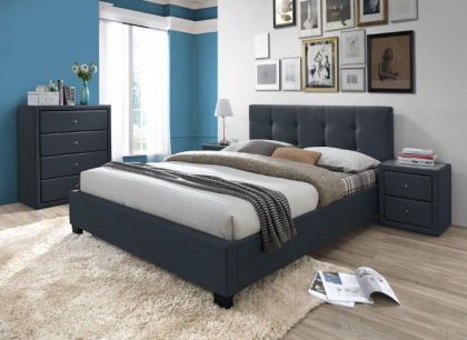 Portia Fabric King Size Bed 5ft - Charcoal