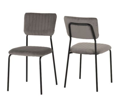 Sheldon Fabric Dining Chair - Grey Velvet (Box of 4)