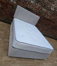 Dolce Fabric Small Double Divan Set 4ft Naples Cream - (Divan Base + HeadBoard + Mattress)