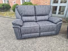 Edwardo Grey Fabric 2 Seater Recliner Sofa - Charcoal
