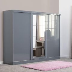 Nevada 3 Door Sliding Wardrobe - Grey Gloss Sliderobes