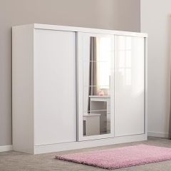 Nevada 3 Door Sliding Wardrobe - White Gloss Sliderobes