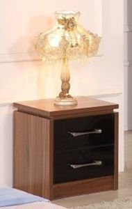 Conrad 2 Drawer Bedside - Black Gloss / Walnut