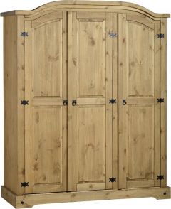 Corona 3 Door Wardrobe - Distressed Waxed Pine