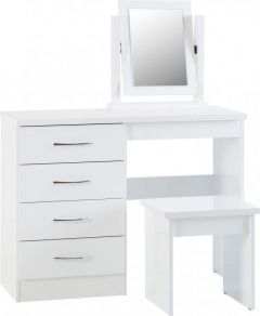 Nevada 4 Drawer Dressing Table SET - White Gloss