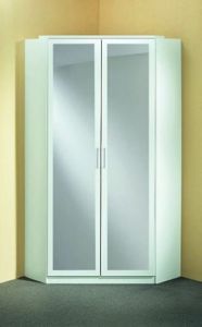 Click Mirrored Corner Wardrobe - White