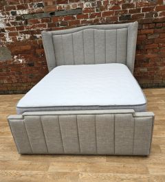 Marquise Ottoman Double Bed 4ft 6in - Light Grey Linen