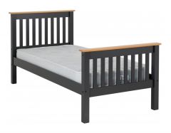 Monaco Single 3ft Bed High Foot End - Grey/Oak Effect