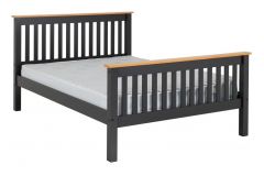 Monaco Double 4ft 6in Bed High Foot End - Grey/Oak Effect