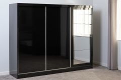 Nevada 3 Door Sliding Wardrobe - Black Gloss