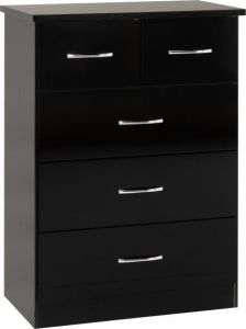 Nevada 3+2 Drawer Chest - Black Gloss