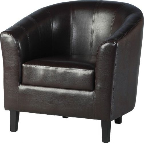 faux leather tub chair brown