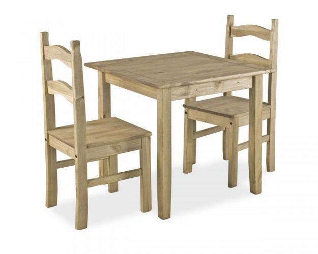 mexican pine table and 2 chairs